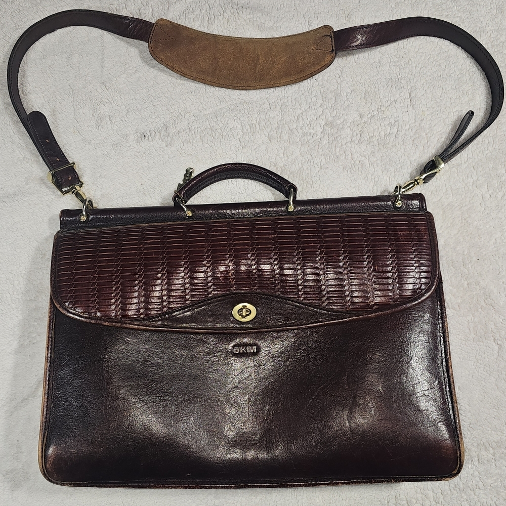 Jack Georges Woven Leather briefcase